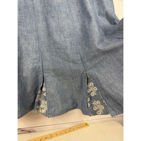 Vintage Denim Skirt TESA Sport du‎ Monde Floral Midi Size Large - Picture 3 of 7
